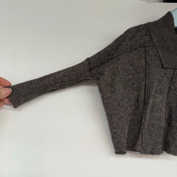 All Saints Crossover Neck Sweater Kids Sze 2Y Gray Lambswool Blend Kidcore - Picture 3 of 5